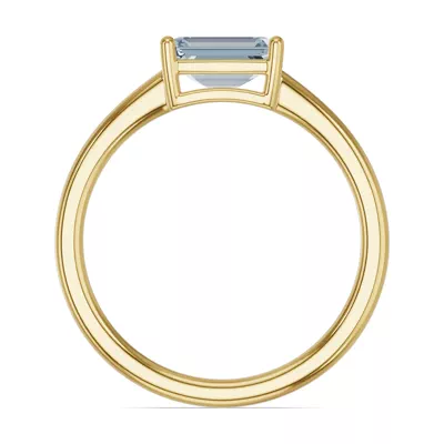 Emerald-Cut Aquamarine East-West Ring