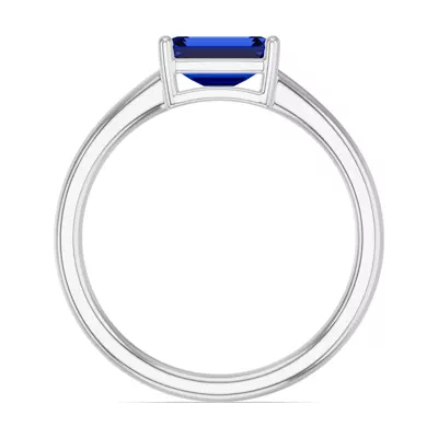 Emerald-Cut Sapphire East-West Silver Ring