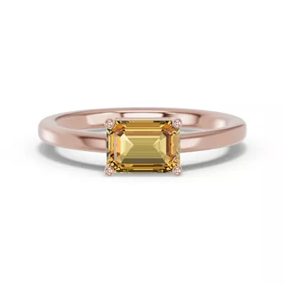 Emerald-Cut Citrine East-West Ring