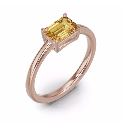 Emerald-Cut Citrine East-West Ring