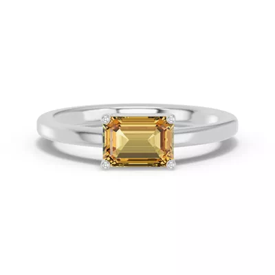 Emerald-Cut Citrine East-West Ring