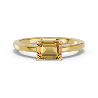Emerald-Cut Citrine East-West Ring