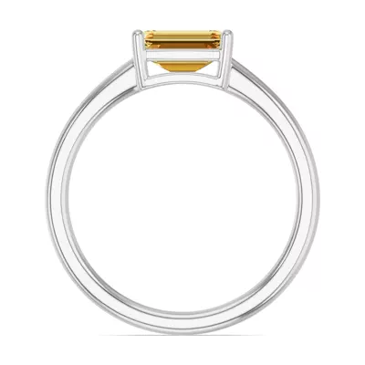 Emerald-Cut Citrine East-West Silver Ring