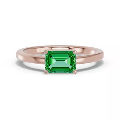 Emerald-Cut Emerald East-West Ring