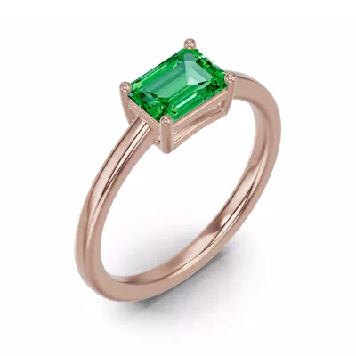 Emerald-Cut Emerald East-West Ring