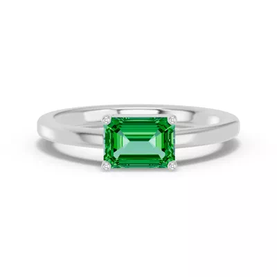 Emerald-Cut Emerald East-West Ring