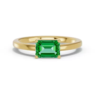 Emerald-Cut Emerald East-West Ring