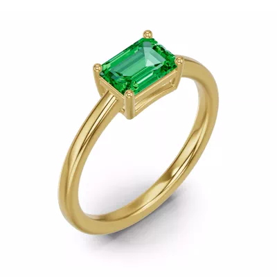 Emerald-Cut Emerald East-West Ring