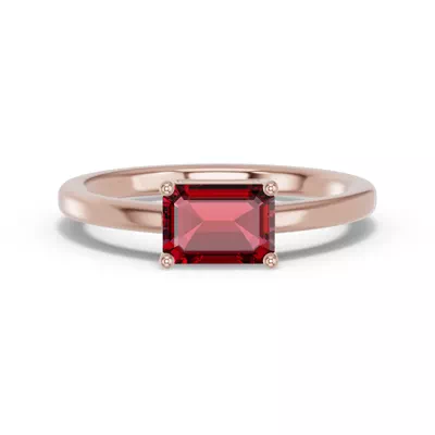 Emerald-Cut Garnet East-West Ring