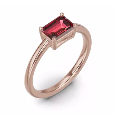 Emerald-Cut Garnet East-West Ring
