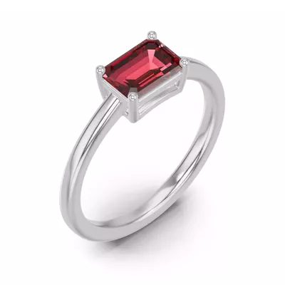Emerald-Cut Garnet East-West Ring