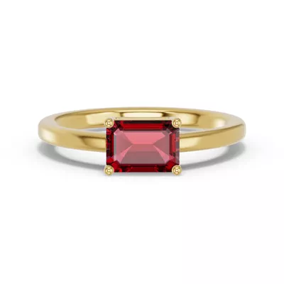 Emerald-Cut Garnet East-West Ring