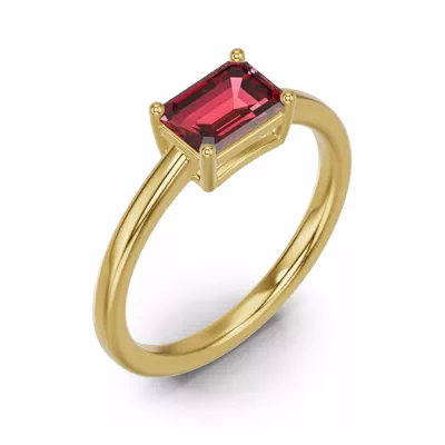Emerald-Cut Garnet East-West Ring