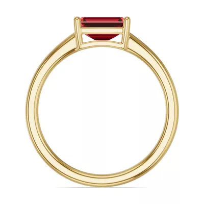 Emerald-Cut Garnet East-West Ring