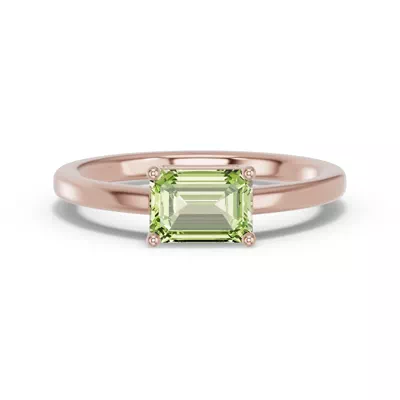 Emerald-Cut Peridot East-West Ring