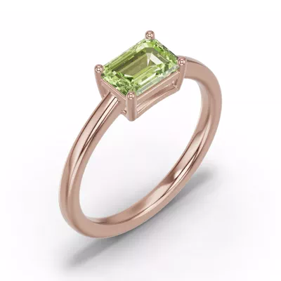 Emerald-Cut Peridot East-West Ring
