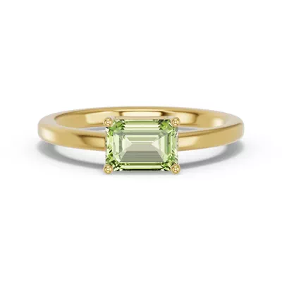 Emerald-Cut Peridot East-West Ring