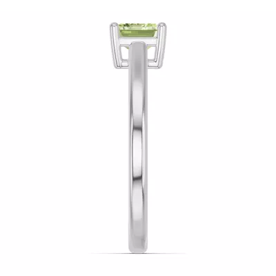 Emerald-Cut Peridot East-West Silver Ring