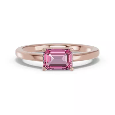 Emerald-Cut Pink Tourmaline East-West Ring