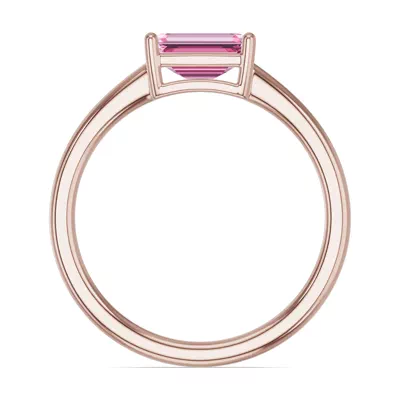 Emerald-Cut Pink Tourmaline East-West Ring