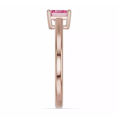 Emerald-Cut Pink Tourmaline East-West Ring