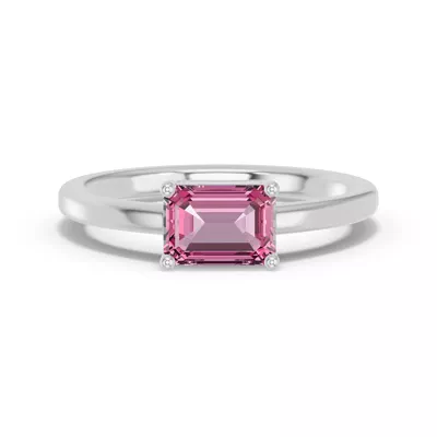 Emerald-Cut Pink Tourmaline East-West Ring