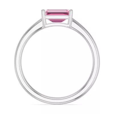 Emerald-Cut Pink Tourmaline East-West Ring