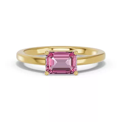 Emerald-Cut Pink Tourmaline East-West Ring