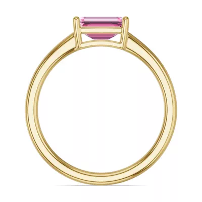 Emerald-Cut Pink Tourmaline East-West Ring