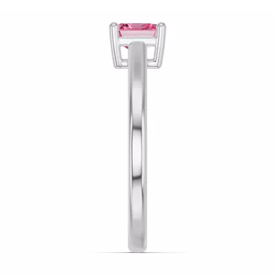 Emerald-Cut Pink Tourmaline East-West Silver Ring
