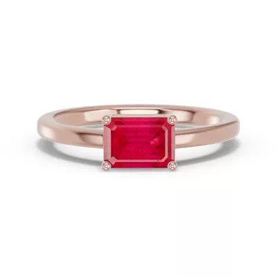 Emerald-Cut Ruby East-West Ring