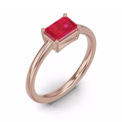 Emerald-Cut Ruby East-West Ring