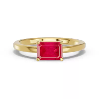 Emerald-Cut Ruby East-West Ring