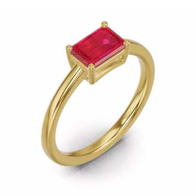 Emerald-Cut Ruby East-West Ring