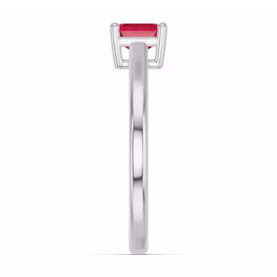 Emerald-Cut Ruby East-West Silver Ring
