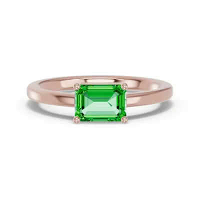 Emerald-Cut Tsavorite East-West Ring