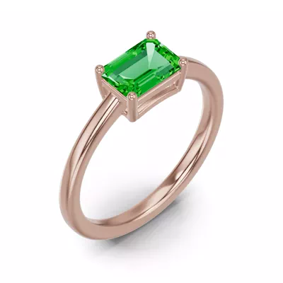 Emerald-Cut Tsavorite East-West Ring