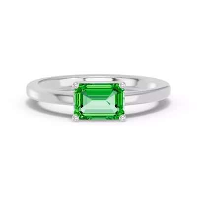 Emerald-Cut Tsavorite East-West Ring