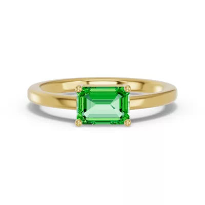 Emerald-Cut Tsavorite East-West Ring