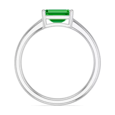 Emerald-Cut Tsavorite East-West Silver Ring