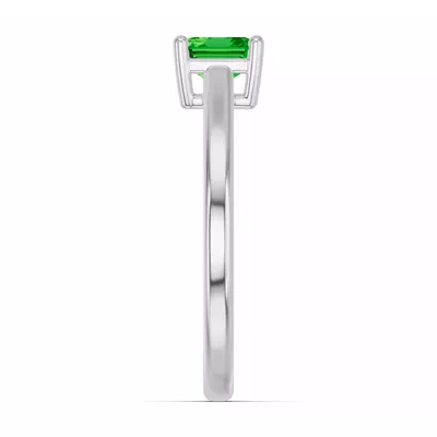 Emerald-Cut Tsavorite East-West Silver Ring