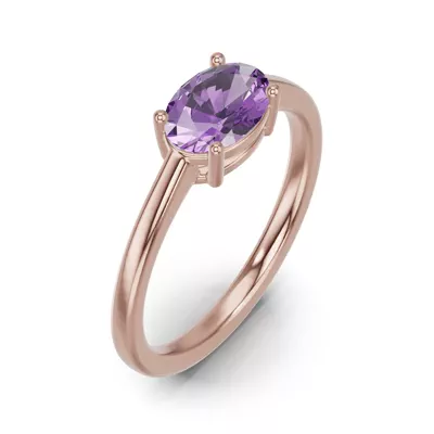 Oval Amethyst East-West Ring