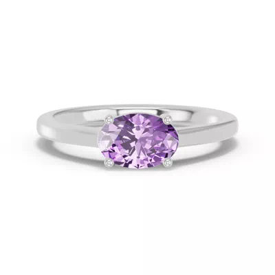 Oval Amethyst East-West Ring