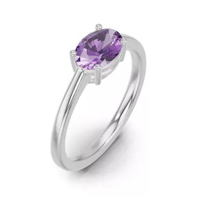 Oval Amethyst East-West Ring