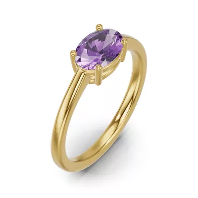 Oval Amethyst East-West Ring