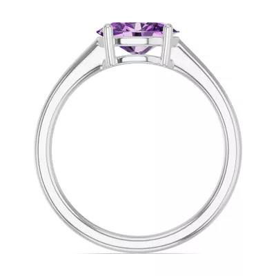 Oval Amethyst East-West Silver Ring