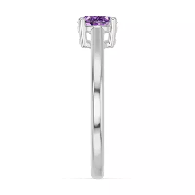 Oval Amethyst East-West Silver Ring