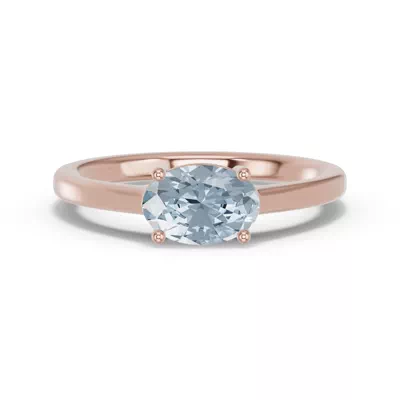 Oval Aquamarine East-West Ring
