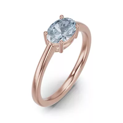 Oval Aquamarine East-West Ring