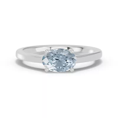 Oval Aquamarine East-West Ring